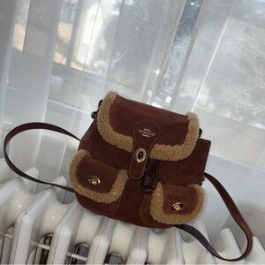 Coach Hadley Backpack Brown/tan with Shearling Accents